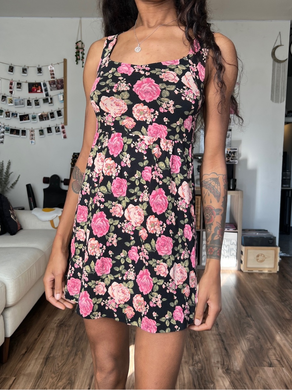 F21 Rose Print Skater Dress